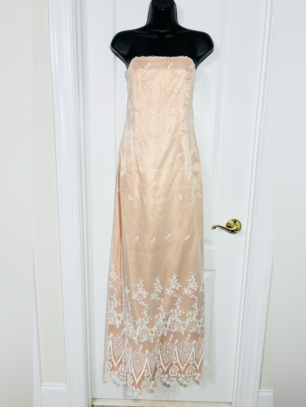 2002 VTG Jessica McClintock Bridal USA MADE Strapless Lace Dress w/ Shawl Sz 12